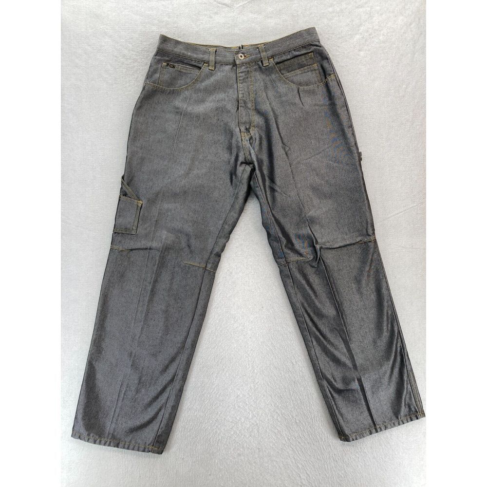 Koman Carpenter Jeans Mens 36x34 Silver Denim Relaxed Straight Leg Raw Denim Y2K